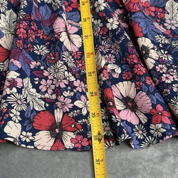 BCBG Paris Sz L Retro Floral Short Ruffle Short Dress V-Neck Lined Romantic Chic - Picture 14 of 16